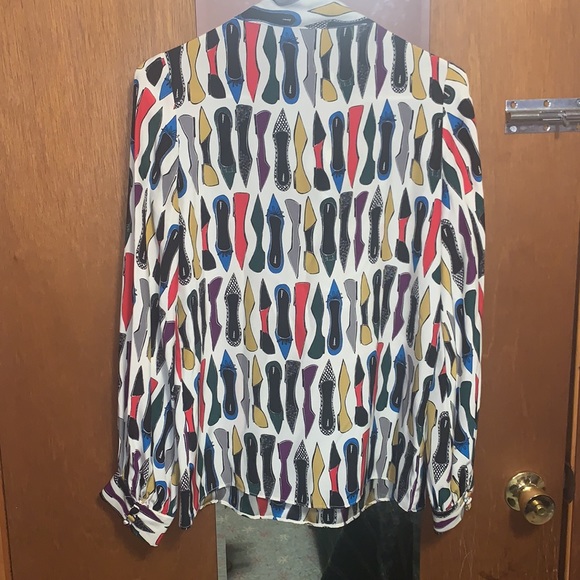 Leona by Lauren Leonard shoe print blouse - Picture 2 of 5